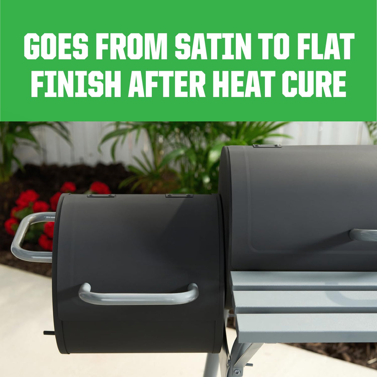 Rust protection layer formed by Rust-Oleum High Heat on metal.