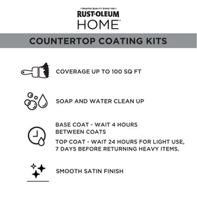 Rust-Oleum Home countertop application steps illustrating a two-step process.