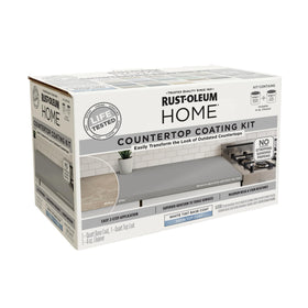 Rust-Oleum Home satin white base coat bottle for easy countertop refinishing.