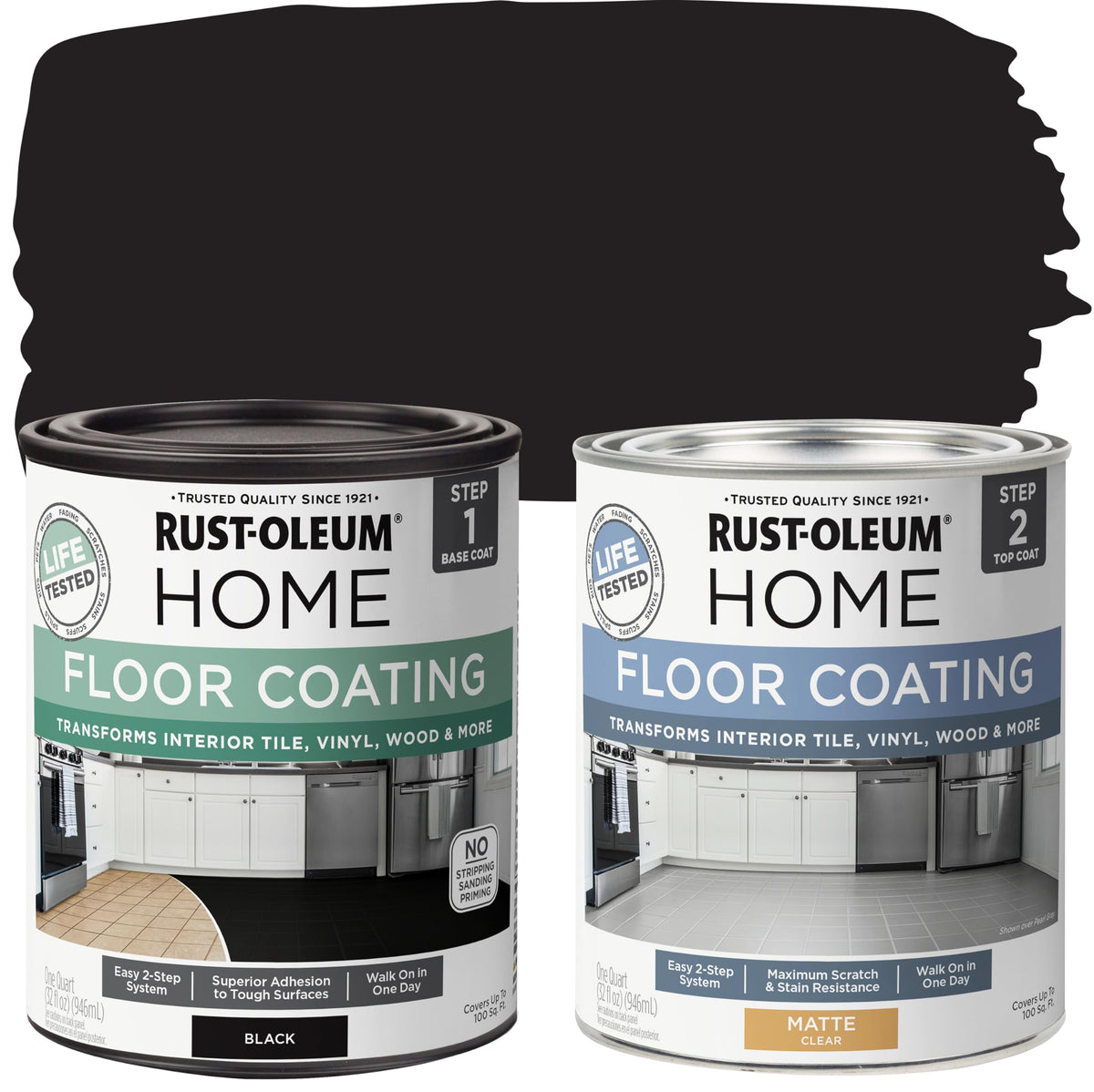 Rust-Oleum Home floor coating kit base application on concrete for refreshed, durable finish.