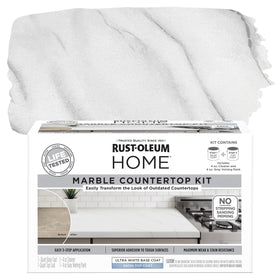 Rust-Oleum Home Marble Countertop Kit base coat applied for a bright, fresh look.