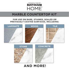 Rust-Oleum Home Marble Countertop Kit covers 75-100 sq ft per kit for value.