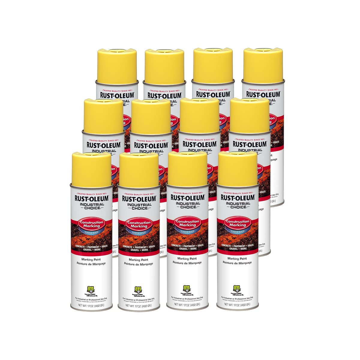 Rust-Oleum Industrial Choice M1400 yellow can for high-visibility marking tasks