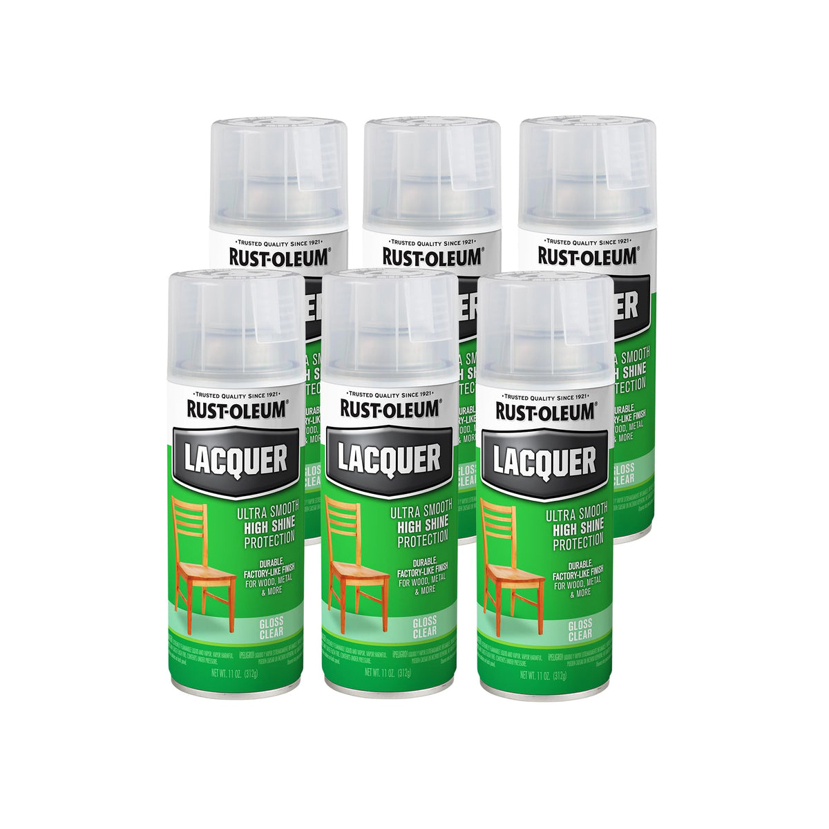 Rust-Oleum Lacquer Spray on furniture delivers a quick-drying, ultra-gloss finish.