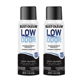 Rust-Oleum Low Odor Premium Spray Paint Matte Blackout with comfort tip for precise, less-fatiguing sprays.
