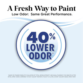 Rust-Oleum Low Odor Premium Spray Paint Matte Blackout delivers a low odor technology for indoor use.