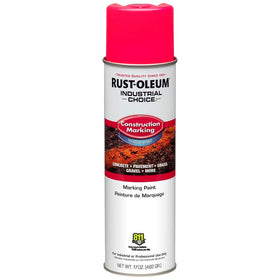 Rust-Oleum M1400 pink spray marking grass and dirt areas on site