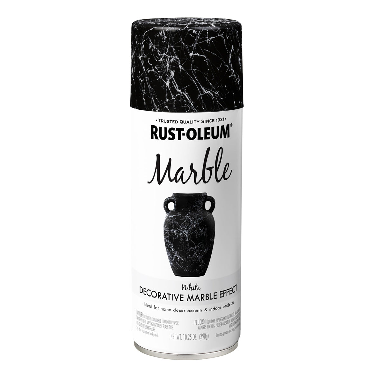 Rust-Oleum marble spray paint in white showing veining pattern and coverage.