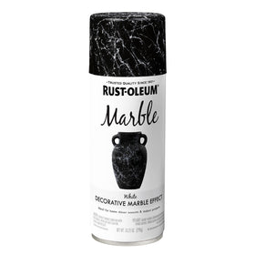 Rust-Oleum marble spray paint in white showing veining pattern and coverage.
