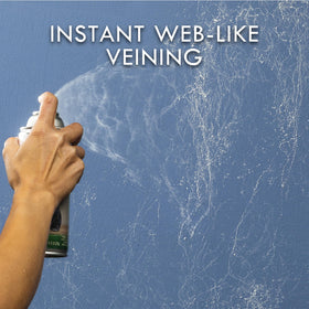 Rust-Oleum white marble spray delivers distinctive veining without primer needed.