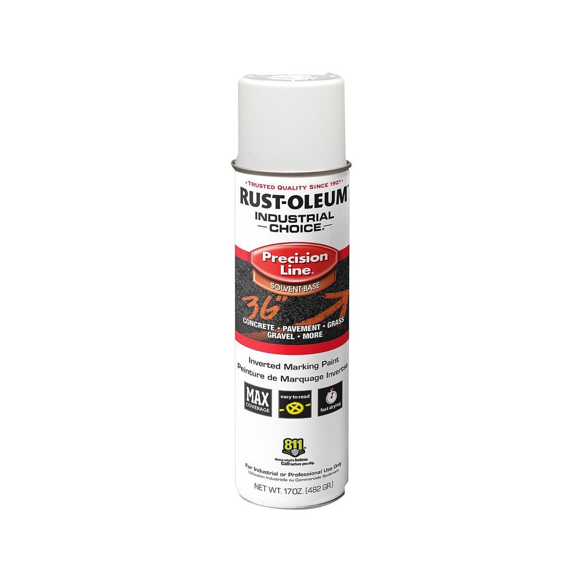 Rust-Oleum marking paint on concrete shows bold, visible lines for job sites.