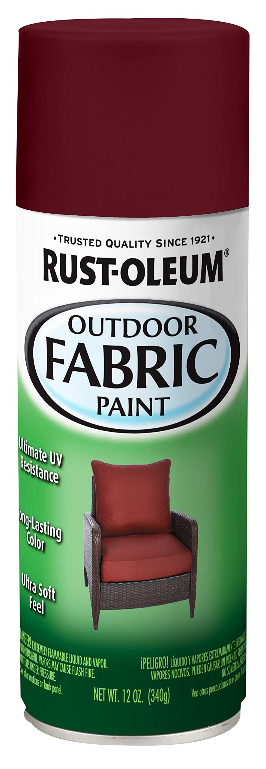 Rust-Oleum Outdoor Fabric Spray Paint Dark Red can for quick color refresh