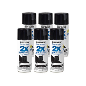 Rust-Oleum Painter's Touch 2X gloss black spray for furniture refinishing.