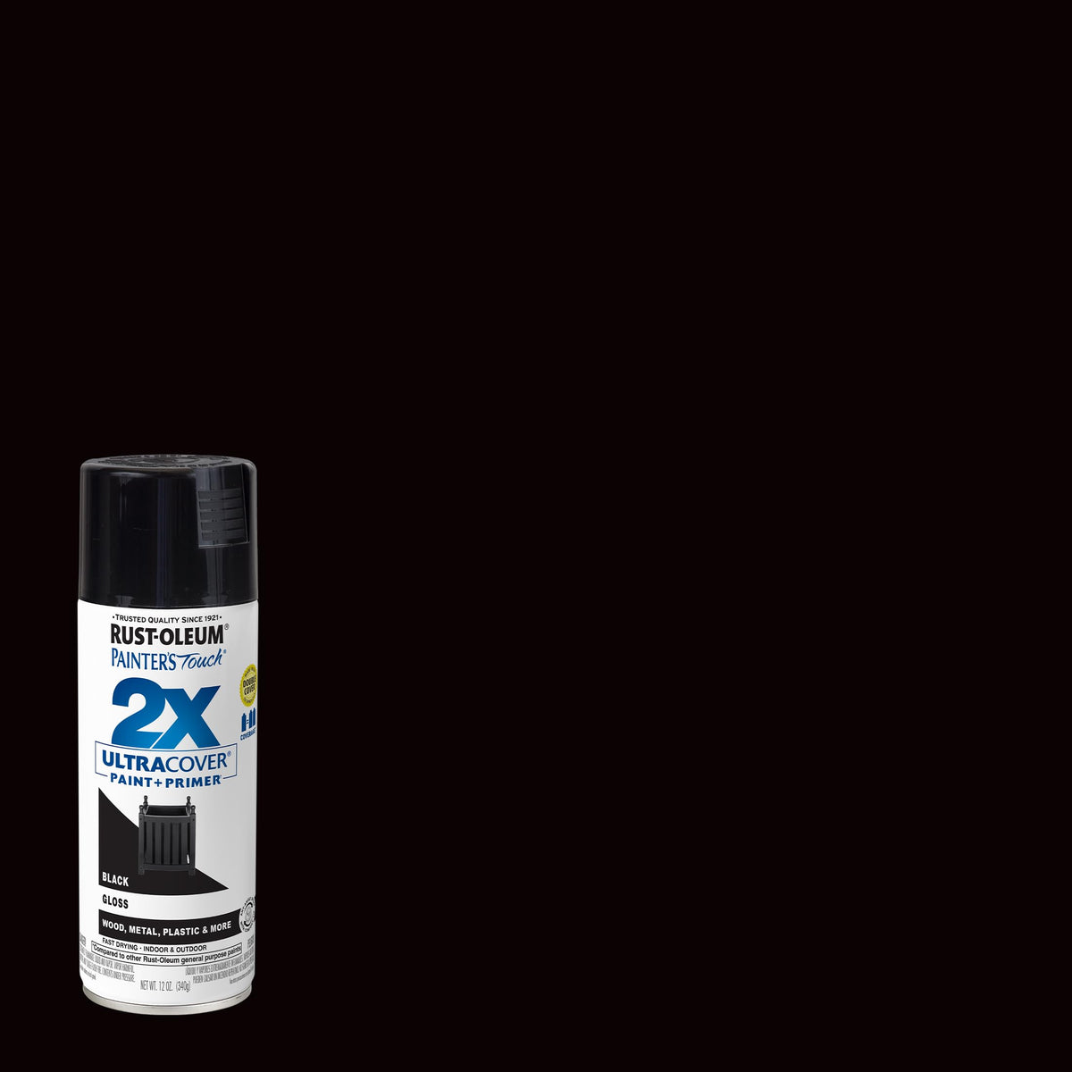 Rust-Oleum Painter's Touch 2X gloss black spray for metal hardware refresh.