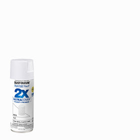 Rust-Oleum Painter's Touch 2X Flat White spray nozzle demonstrates ergonomic comfort for less fatigue.