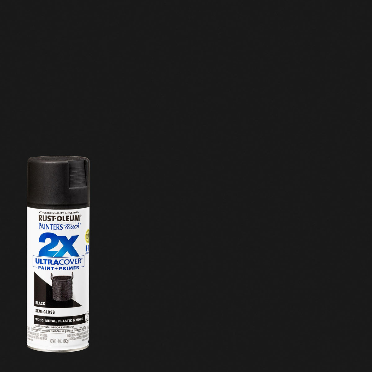 Rust-Oleum Painter's Touch 2X semi-gloss black finish on surfaces.