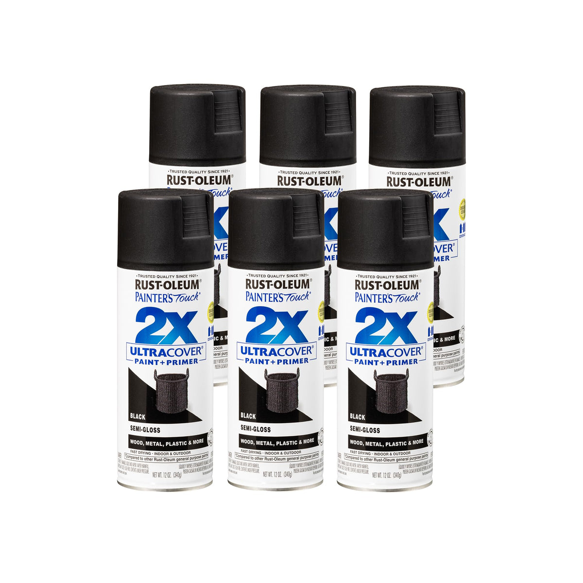 Rust-Oleum Painter's Touch 2X angled spray can for easy any-angle painting.