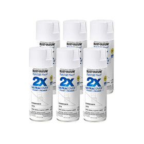 Rust-Oleum Painter's Touch 2X Ultra Cover can in satin blossom white for interior projects