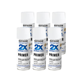 Rust-Oleum Painter's Touch 2X Ultra Cover primer can in flat white for versatile projects.