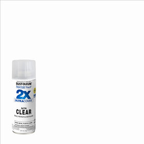 Rust-Oleum Painter's Touch 2X Ultra Cover satin clear spray can side view for exterior protection possibilities