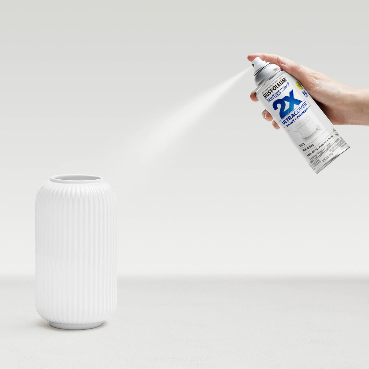 Plastic surface coated with Rust-Oleum 2X for long-lasting protection