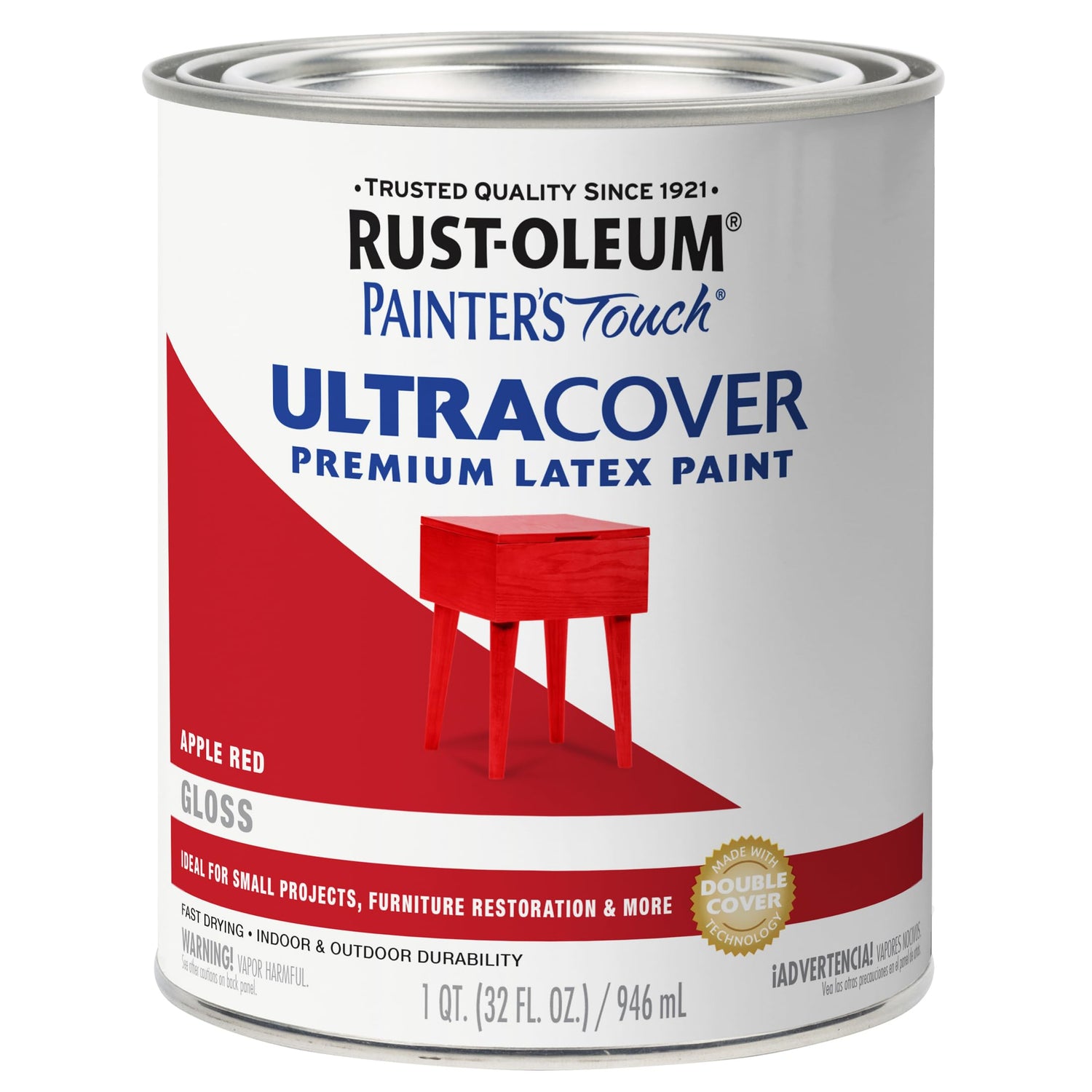 Rust-Oleum Painter's Touch brush-on paint Apple Red bottle delivers rich color and smooth coverage.