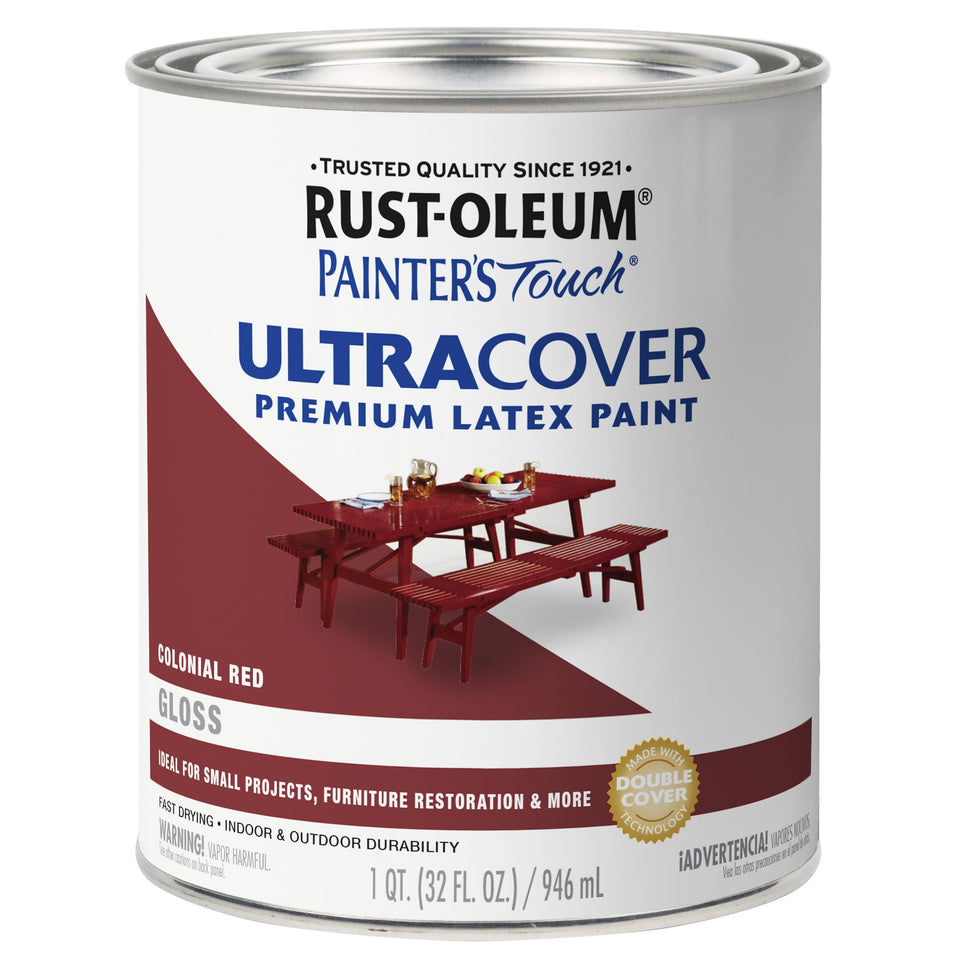 Rust-Oleum Painter's Touch gloss Colonial Red enamel can for furniture refresh