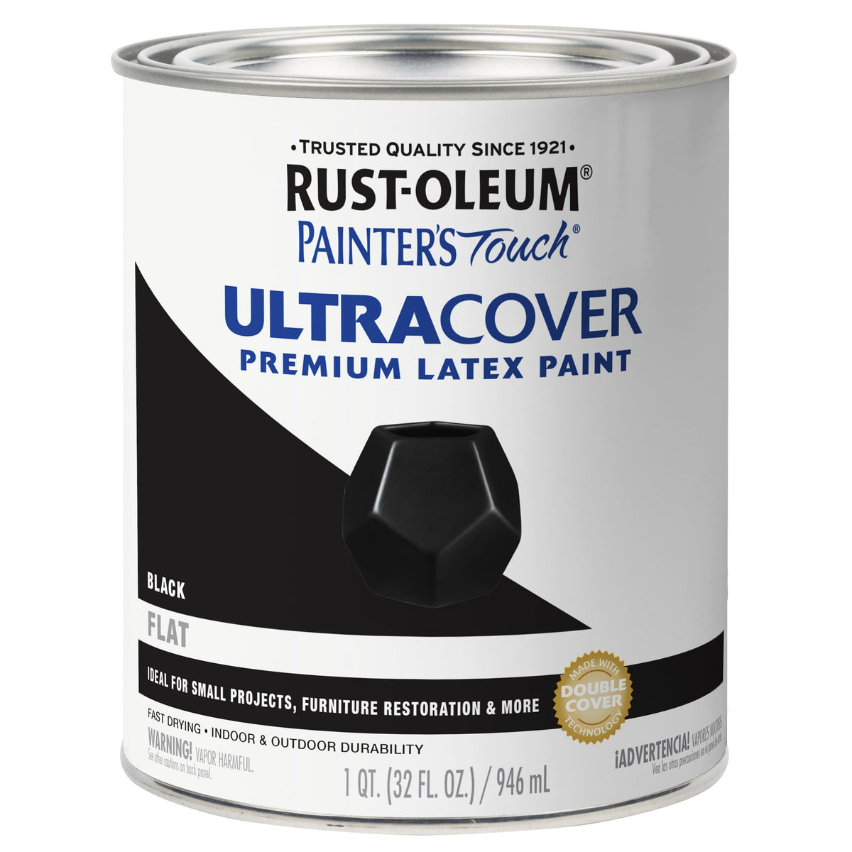 Rust-Oleum Painter's Touch flat black quart bottle ready for indoor and outdoor projects