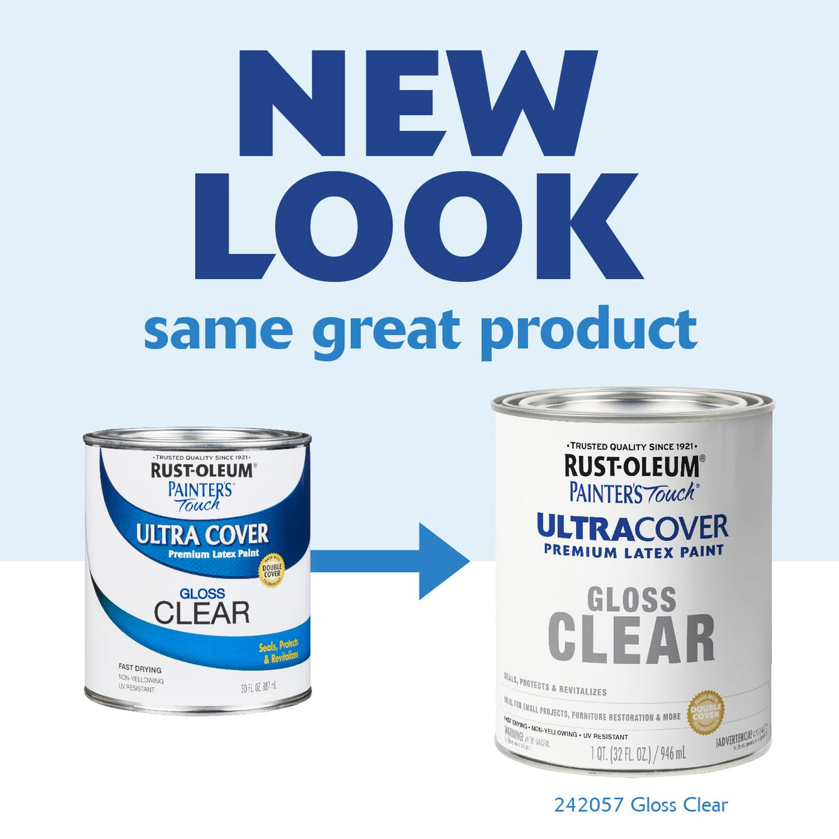 Rust-Oleum Painter's Touch gloss clear application scene highlights fast-dry results