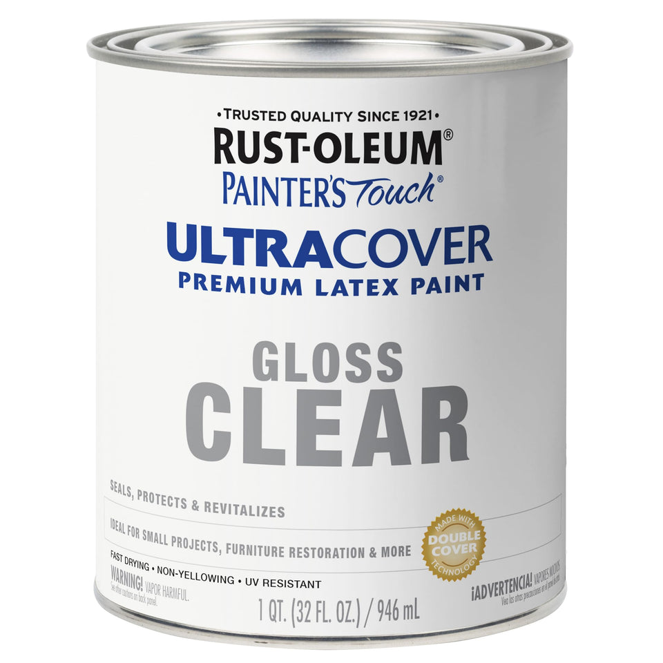 Rust-Oleum Painter's Touch gloss clear bottle close-up shows smooth finish