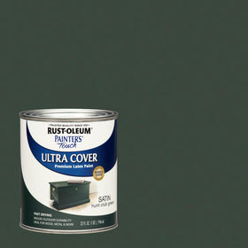 Wood surface being coated with Rust-Oleum Painter's Touch satin Hunt Club Green.