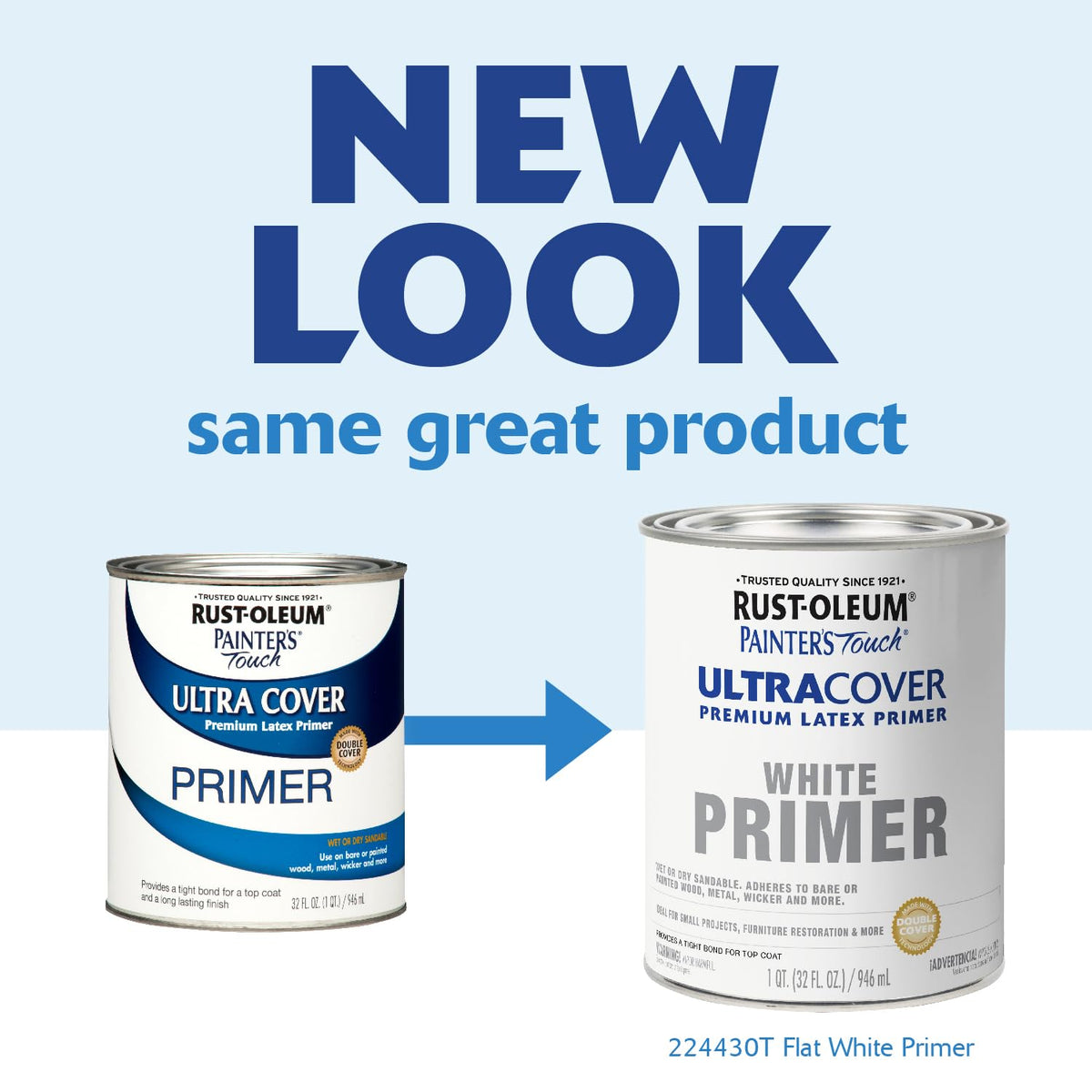 Rust-Oleum Painter's Touch primer quart white flat prepares surfaces and blocks stains