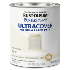 Rust-Oleum Painter's Touch quart satin Heirloom White label, ideal for interiors