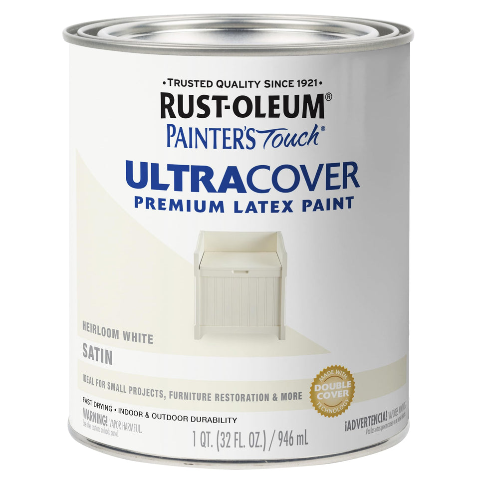 Rust-Oleum Painter's Touch quart satin Heirloom White label, ideal for interiors