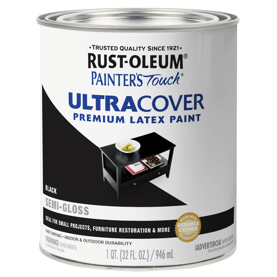 Rust-Oleum Painter's Touch semi-gloss black paint in use for smooth application on multiple surfaces