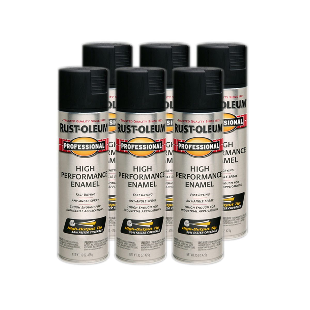 Rust-Oleum Pro High Performance enamel spray can delivers even-angle spray for durable coats