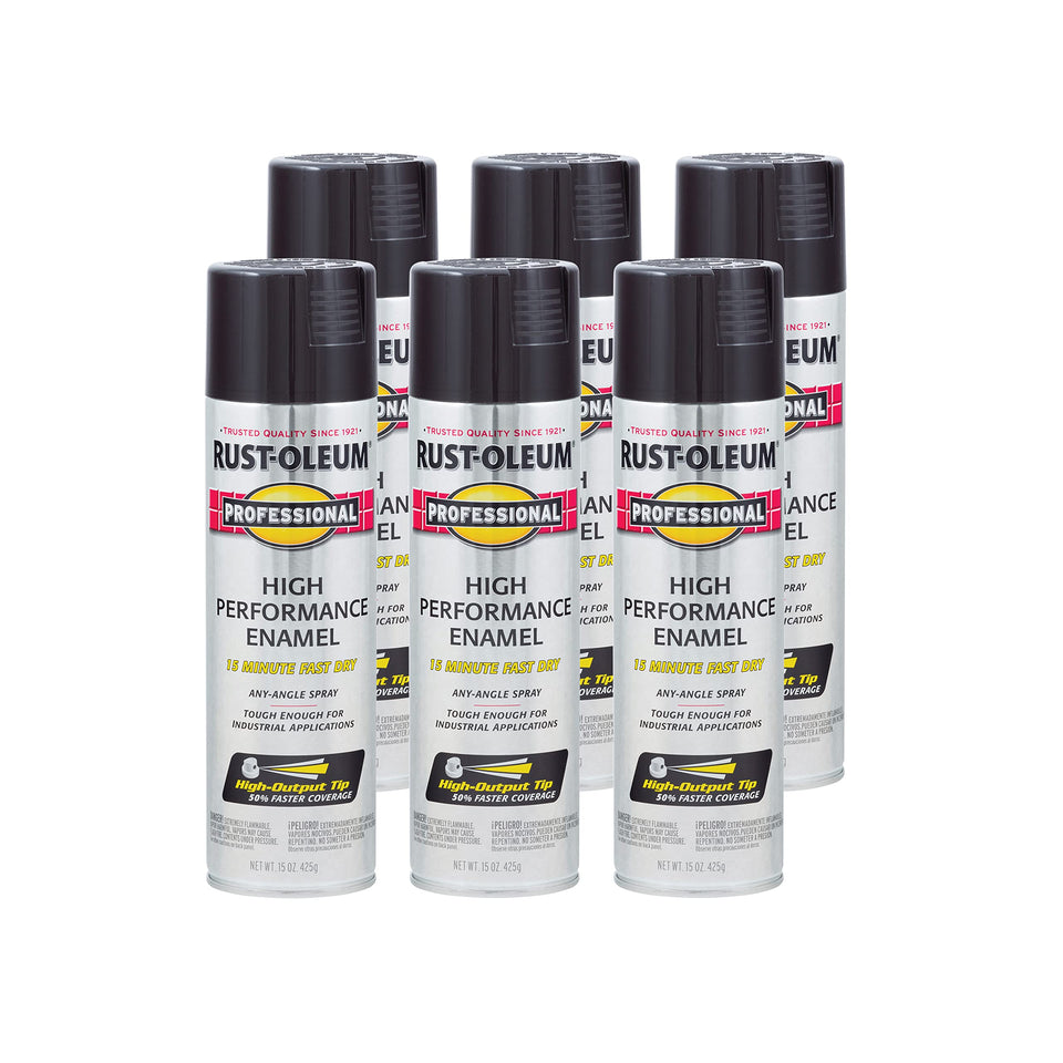 Rust-Oleum professional gloss black enamel spray for durable metal finishes