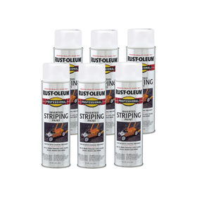 Rust-Oleum Professional inverted striping spray 18 oz 6-pack front view showing ready-to-apply package.