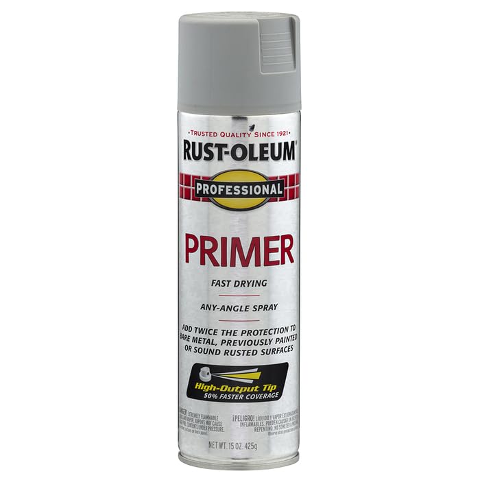 Rust-Oleum Professional Primer Spray provides up to 14 sq ft coverage.