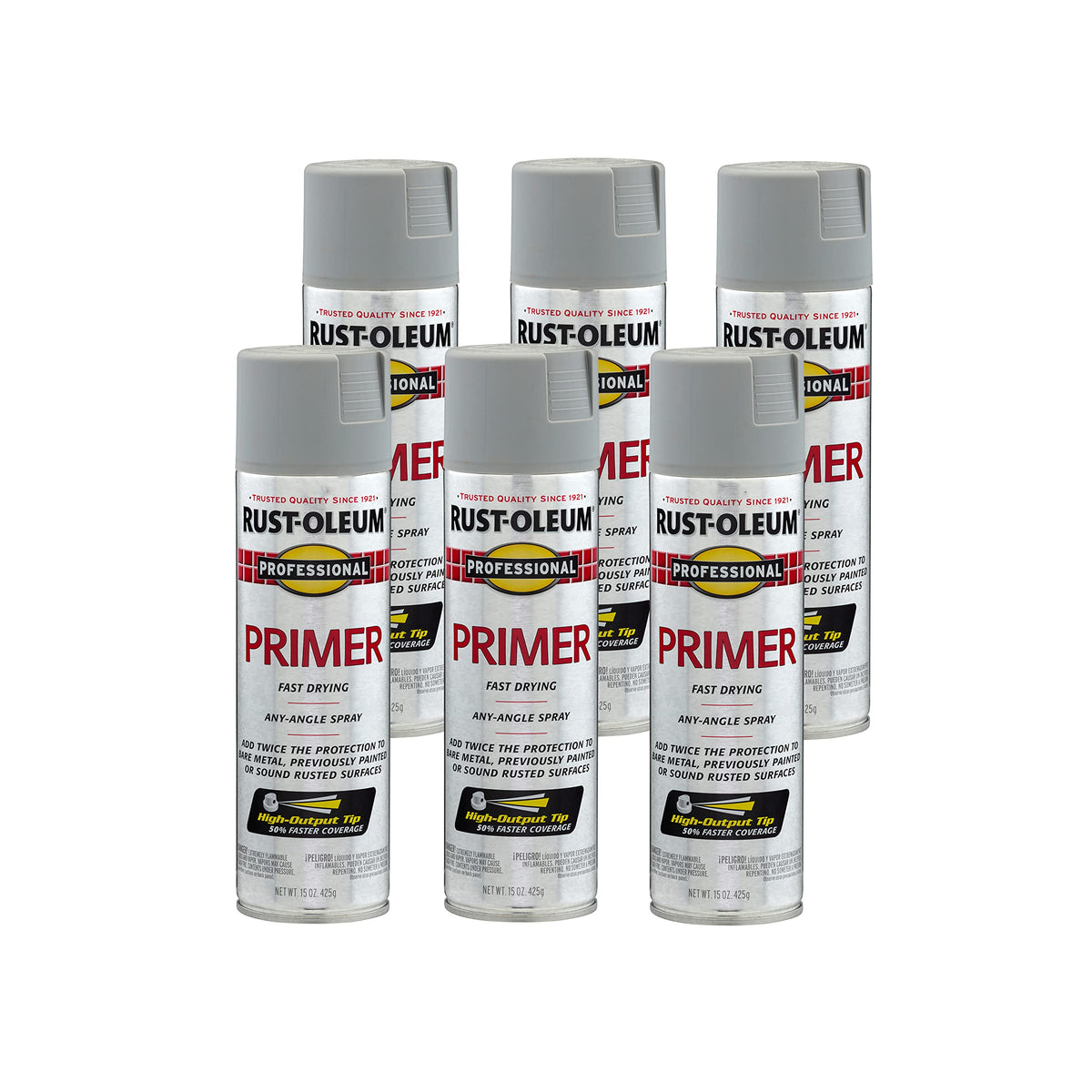 Rust-Oleum Professional Primer Spray 15 oz can in flat gray for metal and wood prep.