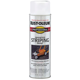 Rust-Oleum Professional striping paint highlights durable adhesion and quick-dry finish on surfaces.