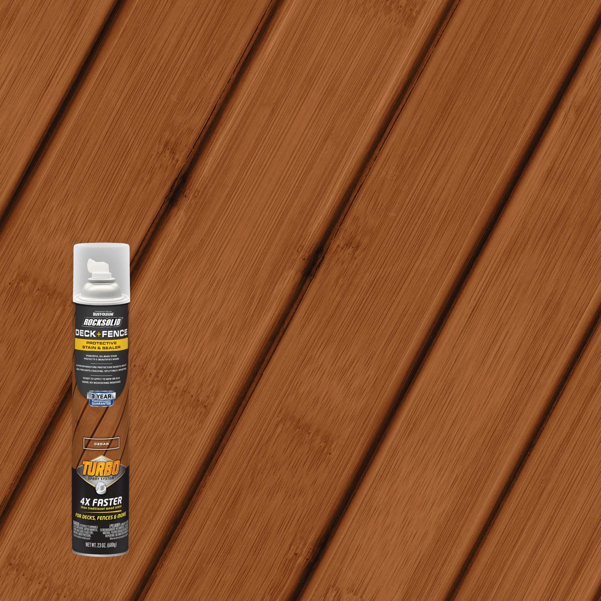 RockSolid Turbo Spray System ensures broad coverage for faster outdoor projects.