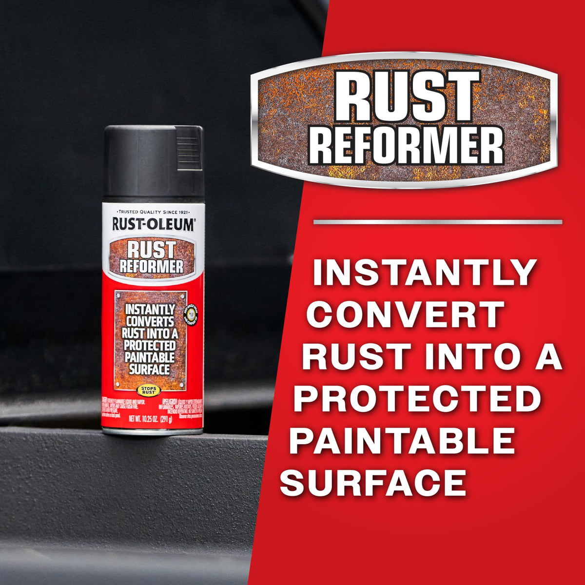 Rust-Oleum Rust Reformer demonstrates quick tack-free drying for faster project progress.