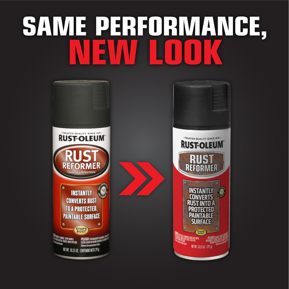 Rust-Oleum Rust Reformer creates a flat black, paintable surface ready for topcoat.