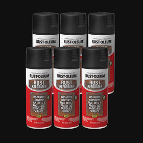 Rust-Oleum Rust Reformer converts rust on metal to a flat black surface for coating.