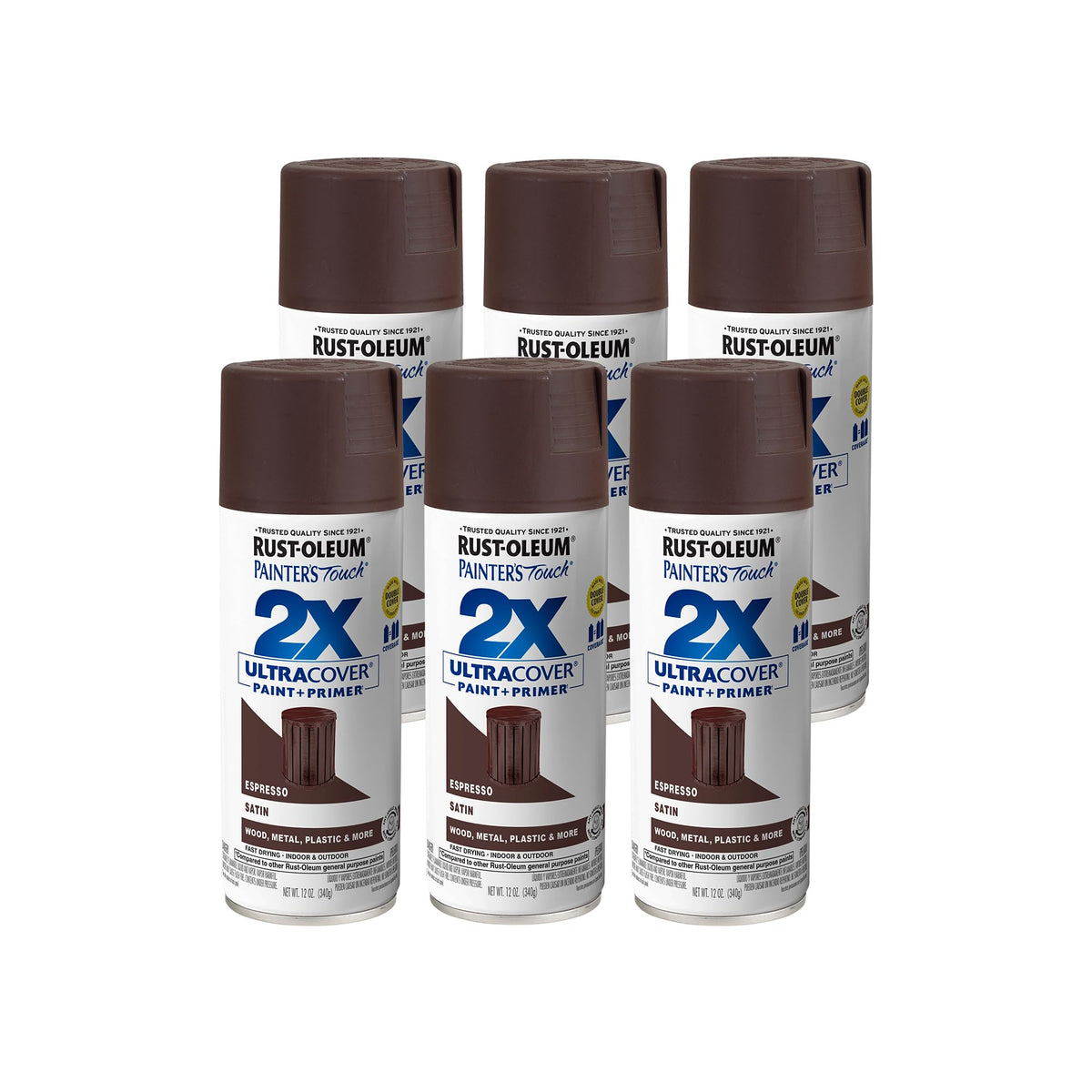 Rust-Oleum Satin Espresso spray can for durable interior and exterior projects