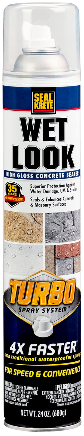 Rust-Oleum Seal-Krete Wet Look Turbo Spray bottle for high-gloss exterior protection.