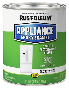 Rust-Oleum Specialty Appliance Epoxy Paint gloss white can for durable indoor refinishing.
