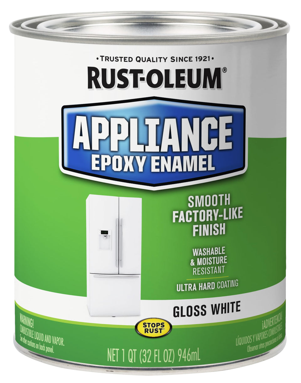 Rust-Oleum Specialty Appliance Epoxy Paint gloss white can for durable indoor refinishing.