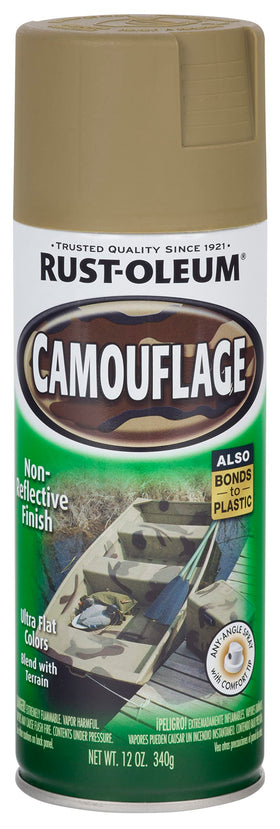 Rust-Oleum camouflage spray dries quickly for fast touch-ups and reuse